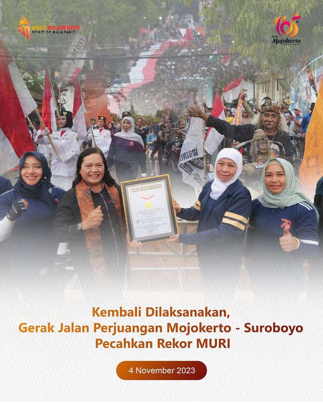 8.040 Peserta Gerak Jalan Perjuangan Mojokerto-Suroboyo Start Dari Lapangan Raden Wijaya